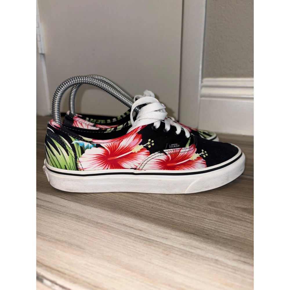 VANS Tropical Hawaiian Floral Black Off The Wall Women's Size 7.5 Hawaiian Aloha
